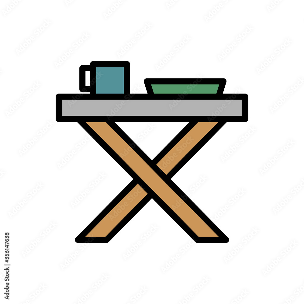 Poster table, plate, cup icon. simple color with outline vector elements of camping icons for ui and ux, we