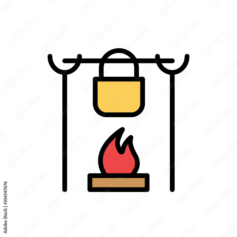 Poster pan, bonfire icon. simple color with outline vector elements of camping icons for ui and ux, website