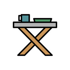 Table, plate, cup icon. Simple color with outline vector elements of camping icons for ui and ux, website or mobile application