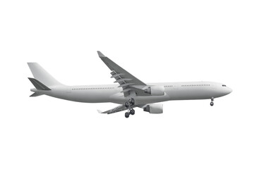 Passenger airplane is isolated on a white background.
