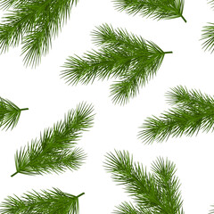 Seamless Christmas tree branch pattern, vector illustration