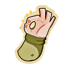 Creative digital painting of one of the hand symbol