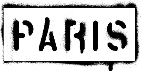 ''Paris'' spray paint graffiti stencil. © Dusan