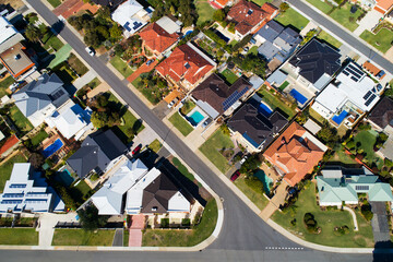 Aerial View Of Residential Homes. Look down. Perth, WA, Australia