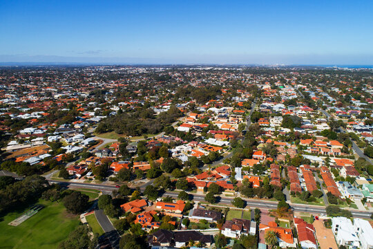Aerial view of Bicton district. Perth, WA, Australia