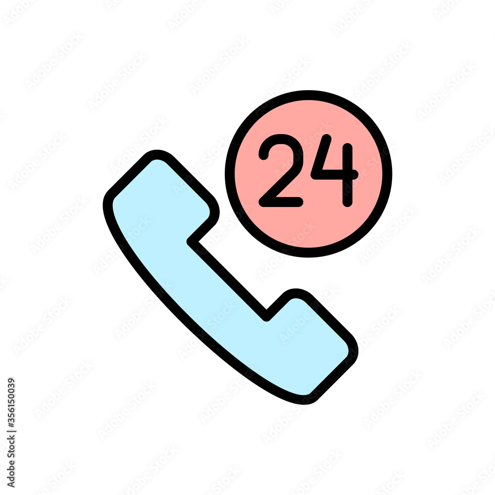 Poster phone, all day long icon. simple color with outline vector elements of firefighters icons for ui and