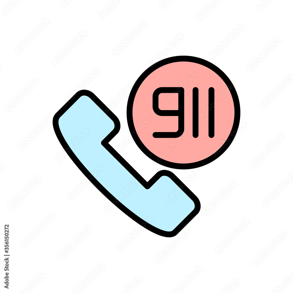 Poster phone, emergency icon. simple color with outline vector elements of firefighters icons for ui and ux