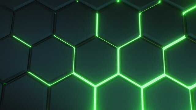 Moving hexagons and opening green light on background