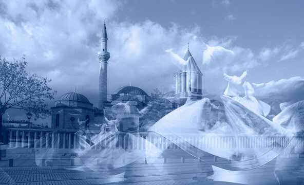 Mausoleum of Mevlana - Whirling Dervish sufi religious dance / Konya, Turkey