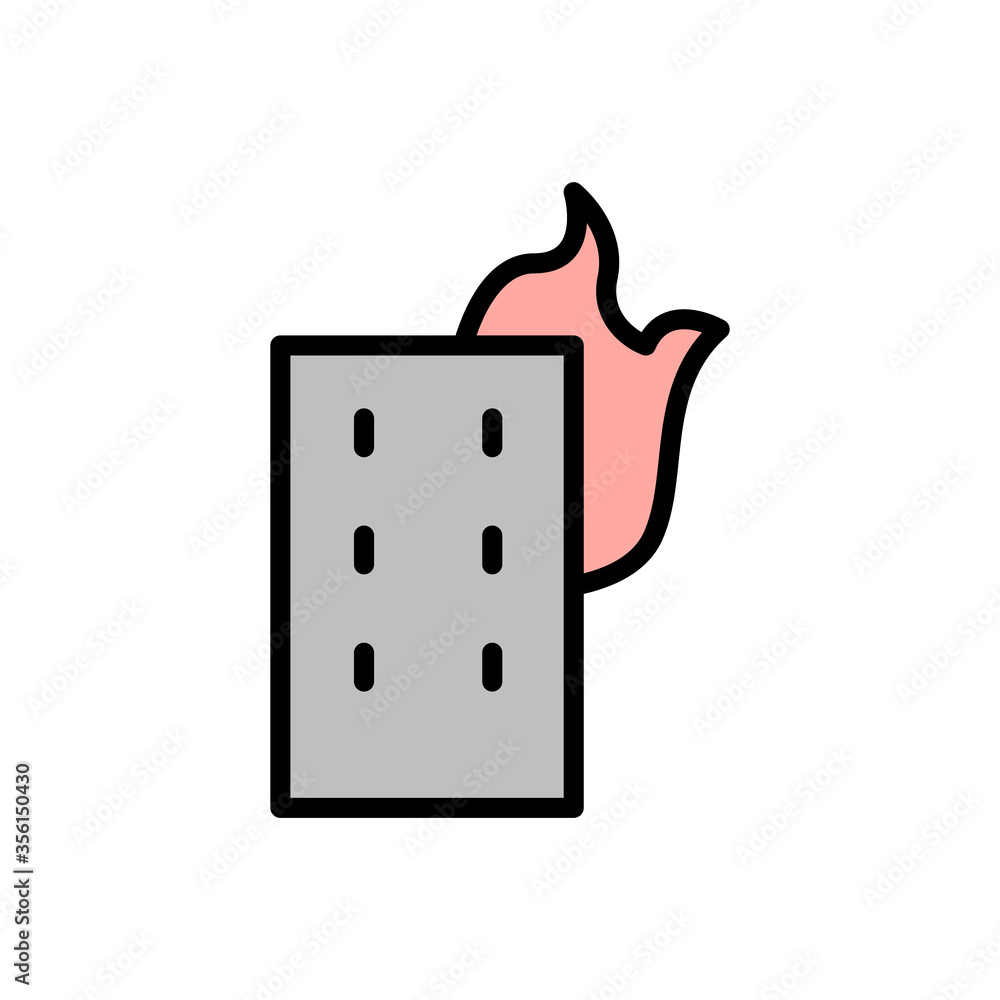 Poster fire, building icon. simple color with outline vector elements of firefighters icons for ui and ux, 