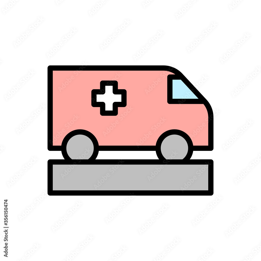 Poster ambulance, car icon. simple color with outline vector elements of firefighters icons for ui and ux, 