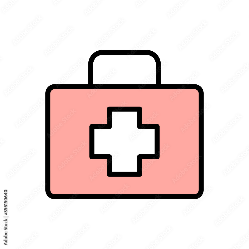 Poster first aid kit, emergency icon. simple color with outline vector elements of firefighters icons for u