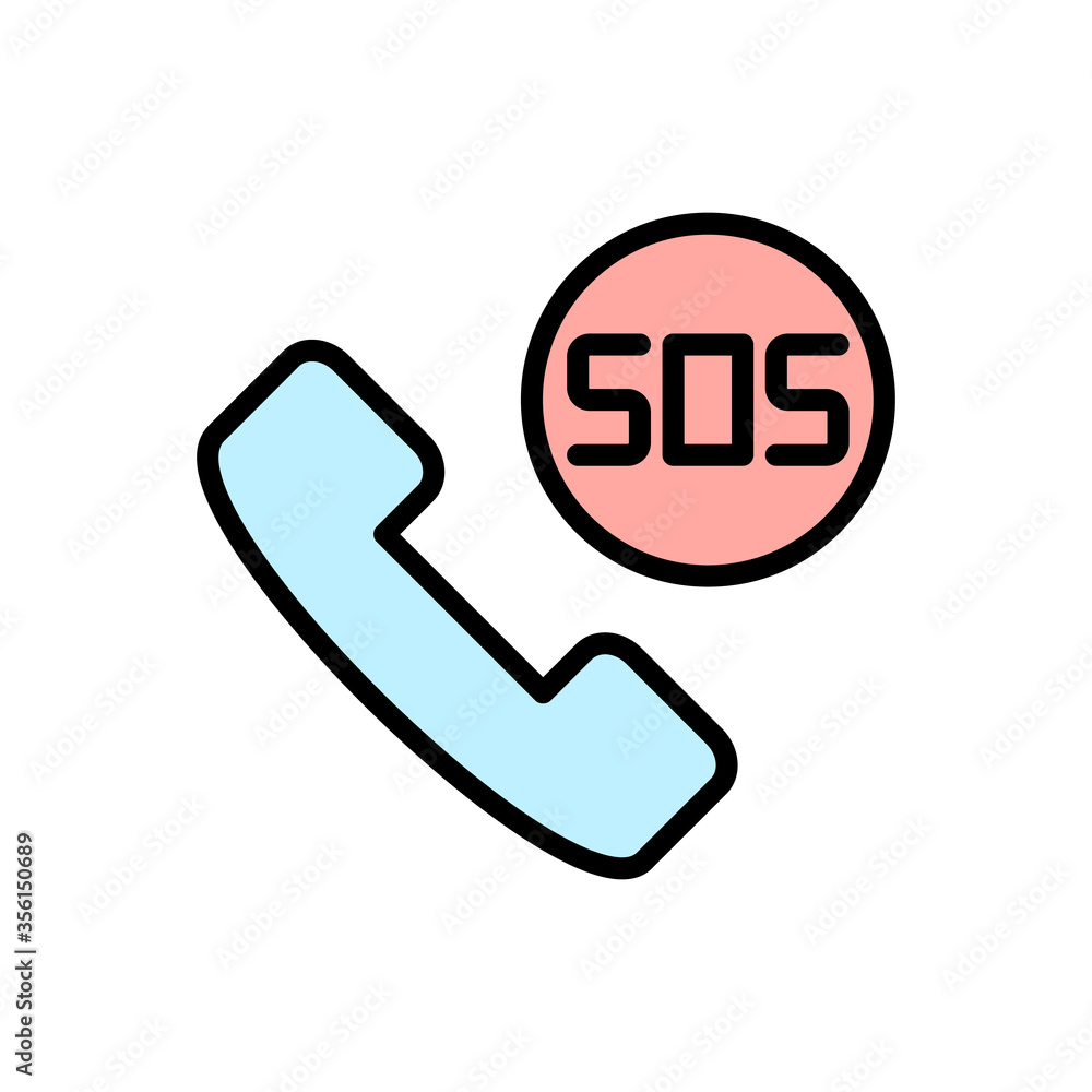 Poster phone, sos icon. simple color with outline vector elements of firefighters icons for ui and ux, webs