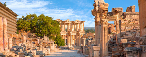Celsus Library in Ephesus - The ruins of the ancient antique city of Ephesus
