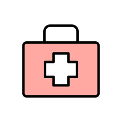 First aid kit, emergency icon. Simple color with outline vector elements of firefighters icons for ui and ux, website or mobile application