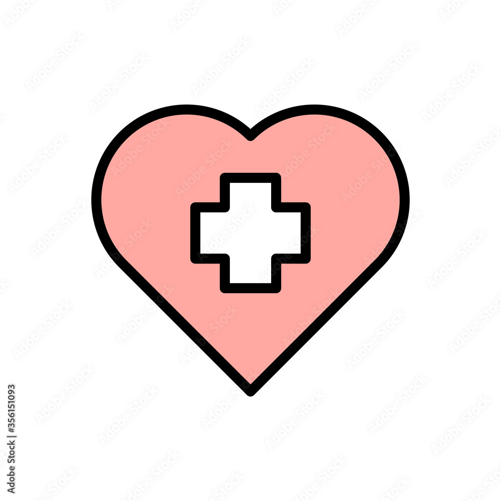 Poster heart, medicine icon. simple color with outline vector elements of firefighters icons for ui and ux,