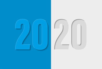 Greeting card 2020 Fonts flyer. Color of date 2020 new year view from above banner. Celebrate brochure icon