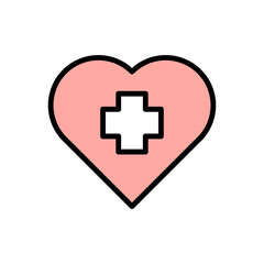 Obraz premium Heart, medicine icon. Simple color with outline vector elements of firefighters icons for ui and ux, website or mobile application