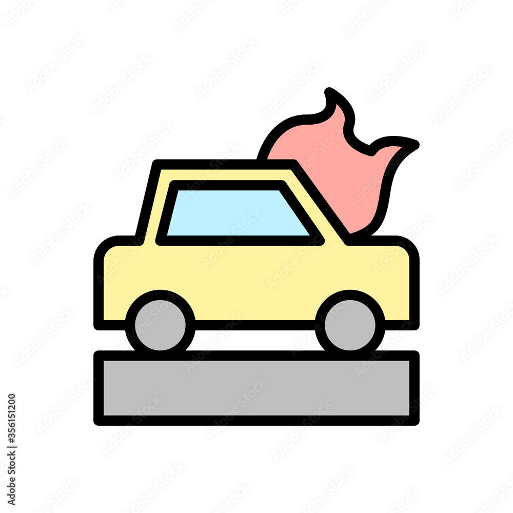 Poster car, fire icon. simple color with outline vector elements of firefighters icons for ui and ux, websi