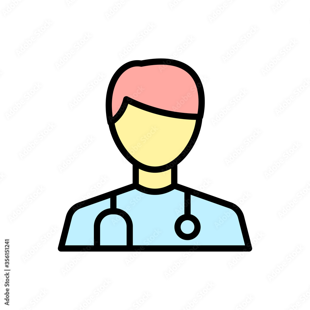 Poster doctor, avatar icon. simple color with outline vector elements of firefighters icons for ui and ux, 