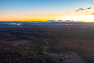 Beautiful sunrise at Three Rock Whale of Phu Sing mountain