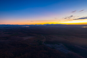 Beautiful sunrise at Three Rock Whale of Phu Sing mountain