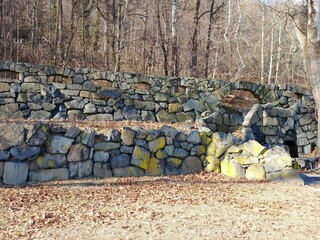The ruins of the Bloomer's Beach Bathhouse at Palisades Interstate Park, New Jersey