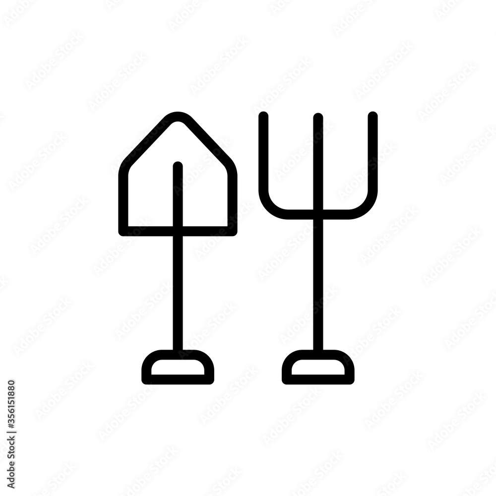 Poster shovel, pitchfork icon. simple line, outline vector elements of agriculture icons for ui and ux, web