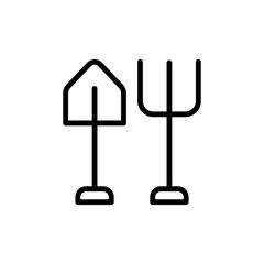 Shovel, pitchfork icon. Simple line, outline vector elements of agriculture icons for ui and ux, website or mobile application