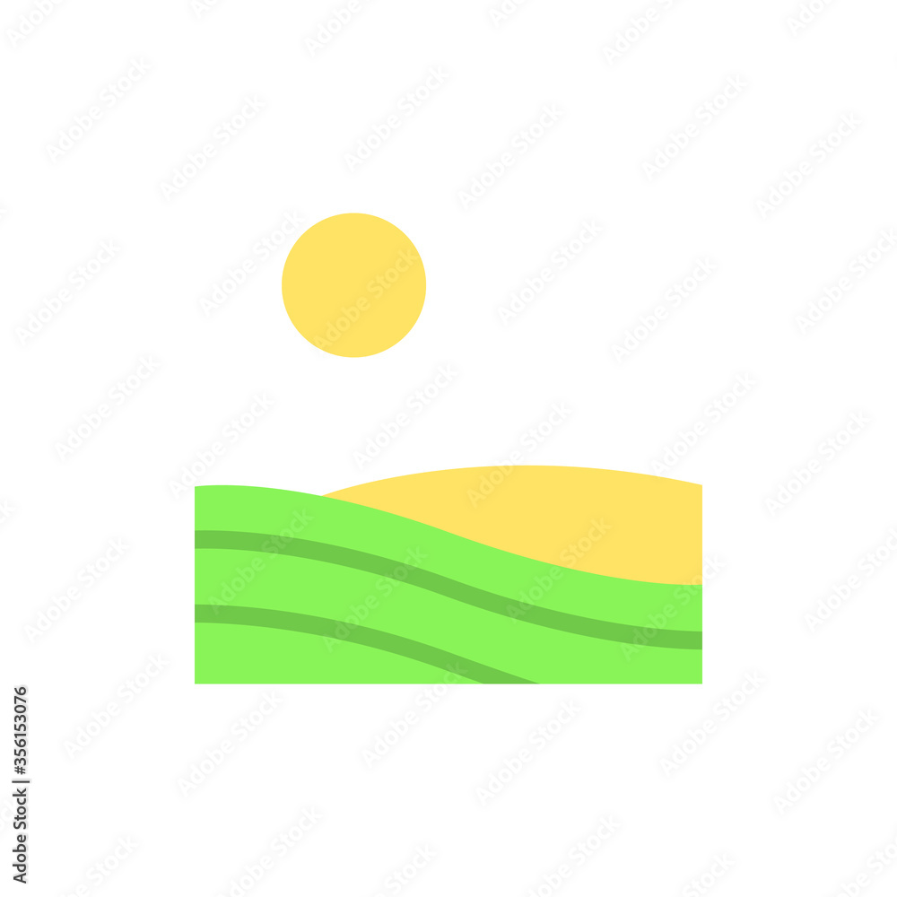 Poster field, sun icon. simple color vector elements of agriculture icons for ui and ux, website or mobile 