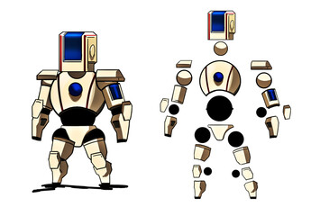 Creative digital painting of advanced future robots character