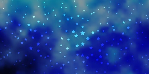 Dark BLUE vector template with neon stars. Colorful illustration in abstract style with gradient stars. Pattern for wrapping gifts.