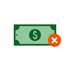 Money with cross mark or x mark for logo design illustrator, good deal symbol, investment business icon. can not use cash money. Does not accept payment
