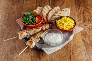 
lovely lunch on a wooden table