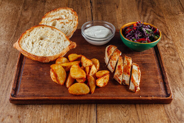 
lovely lunch on a wooden table