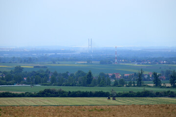 WROCLAW, POLAND - MAY 28, 2020: Panorama of Wroclaw, view from the Trzebnica hills (20 km in a...