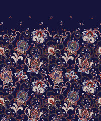 Seamless lace pattern with fantastic flowers. Traditional ethnic ornament. Vector print. Use for wallpaper, pattern fills,textile design.