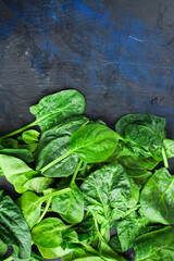 spinach green fresh leaves the petals snack vegetables bush green stems and petals Menu concept...