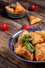 samosa samsa. Traditional national dish of Uzbekistan, Kazakhstan, Tajikistan and Asia kitchen