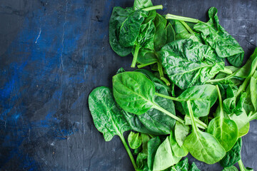 spinach green fresh leaves the petals snack vegetables bush green stems and petals Menu concept...