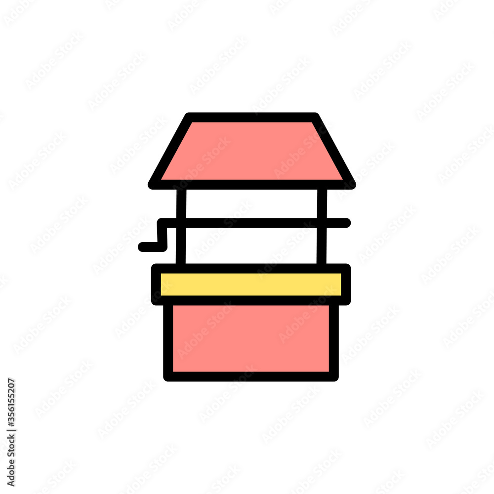 Poster well, farm icon. simple color with outline vector elements of agriculture icons for ui and ux, websi