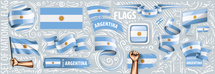 Vector set of the national flag of Argentina in various creative designs