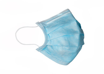 Blue face mask for medical use White background,Blue mask to protect against germs.