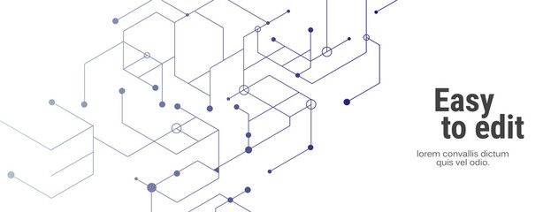 Vector connect lines and dots. Banner template for technology.