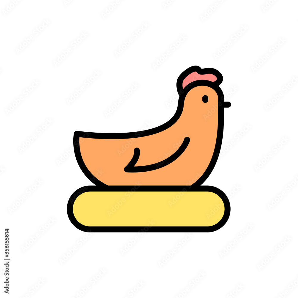 Poster hen, nest icon. simple color with outline vector elements of agriculture icons for ui and ux, websit