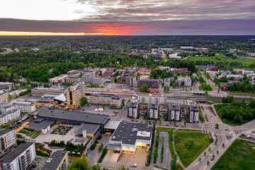 Aerial view of central Espoo, Finland.