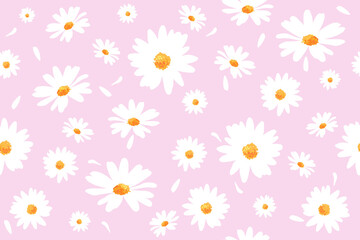Fototapeta na wymiar Vector pattern illusration white daisy flowers on a pink background. EPS10.