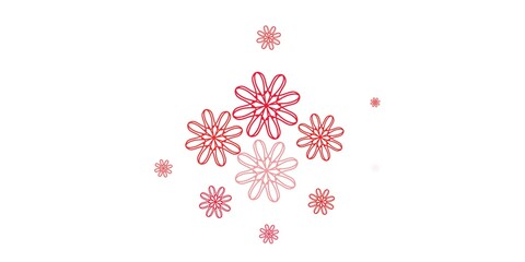 Light Pink, Red vector doodle template with flowers.