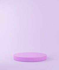 Minimal 3d rendering scene with composition empty cylinder violet  podium for product and abstract background. mock up geometric shape in violet color. platforms for cosmetic 3d illustration
