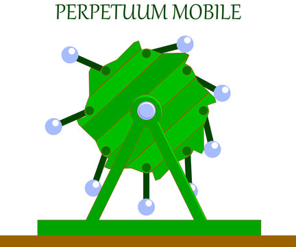 perpetuum mobile mythical machine. vector illustration of an eternally functioning machine.